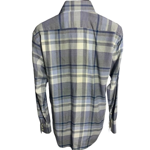 Circle of Gentlemen Button Up Long Sleeve Shirt M Blue Plaid Cotton Collared - Picture 4 of 6